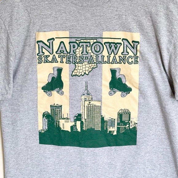 Vintage Y2K Naptown Skaters Alliance Indianapolis Graphic Gray T Shirt Adult L - Picture 4 of 9